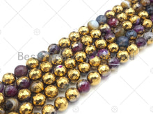 Load image into Gallery viewer, Half Gold Plated Mixed Color Agate Beads, UA136