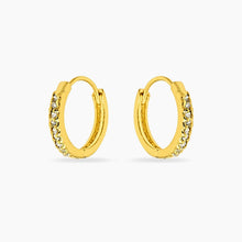 Load image into Gallery viewer, Missy 0.3ct CZ 14k Gold Mini Hoop Earrings