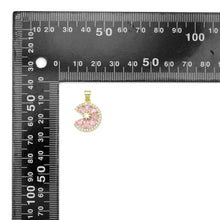 Load image into Gallery viewer, Pink Baguette CZ Lemon flower Charm Pendant, Sku#LK1086