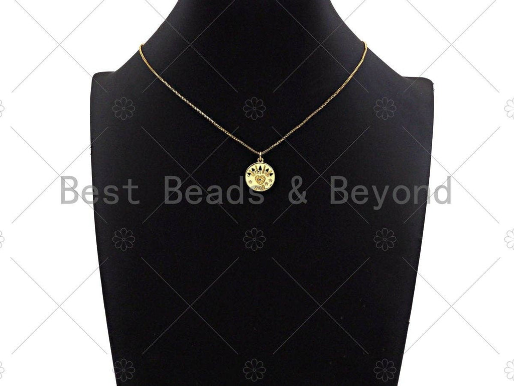 CZ Micro Pave Heart Arrows Eye Star Coin Charm,Sku#L417