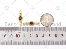 Load image into Gallery viewer, Colorful CZ Micro Pave Oval Shape Cinnector,18K Gold Filled Link, Necklace Bracelet Charm, 26x7mm,Sku#LK409