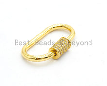 Load image into Gallery viewer, CZ Micro Pave Oval Shape Clasp, Gold/Rose gold/Gunmetal/Silver Plated U Shape Clasp, Pave Carabinar Clasp,14x27mm, sku#H136