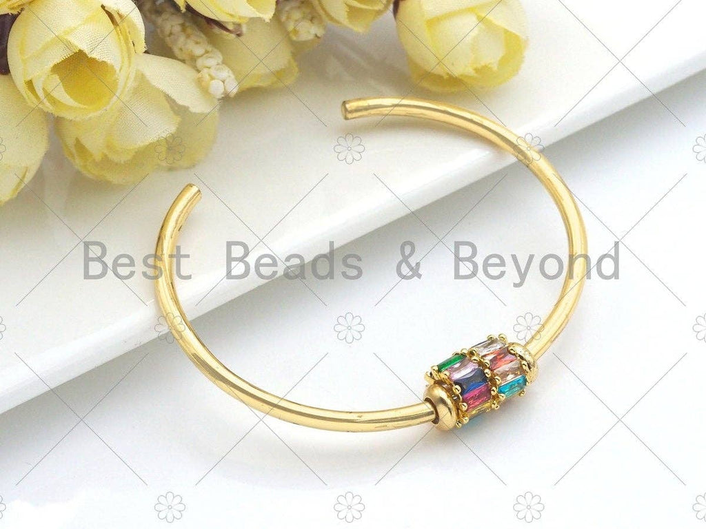 Clorful Baguette CZ Micro Pave Big Hole Beads, Clorful Cubic Zirconia Spacer Beads, European Large Hole Beads,5x9mm,sku#G427