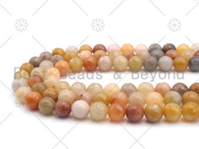 Load image into Gallery viewer, Natural Mixed Color Rutilated Jade Round Faceted Beads, 6mm/8mm/10mm/12mm Beads, Yellow Pink Red Matrix,15.5'' Full Strand, Sku#UA222