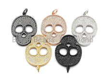 Load image into Gallery viewer, CZ Clear/Black Micro Pave Skull Pendant, CZ Pave Pendant, Go