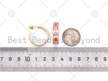 Load image into Gallery viewer, Enamel Hamsa Hand On Round Ring Shape Earrings, Sku#LD154