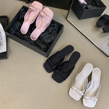 Load image into Gallery viewer, Women's Bow-Tie Square-Toe Stiletto Sandals - Elegant Open-Toe Heels