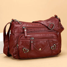 Load image into Gallery viewer, Women's PU Leather Crossbody Bag – Multi-Layer Spacious Shoulder Bag with Phone &amp; Card Pockets