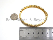 Load image into Gallery viewer, CZ Gold Twist Buckle Cuff Bracelet, Sku#X157