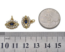 Load image into Gallery viewer, Gold Cobalt Blue CZ Evil Eye Charm, Sku#LX95