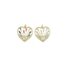 Load image into Gallery viewer, Colorful Clear CZ Eye Baguette CZ Heart Shape Charm, Sku#LX435