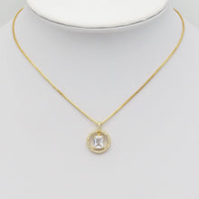 Load image into Gallery viewer, Gold Clear Rectangle CZ On Round Ring Charm, Sku#LX273