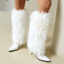 Load image into Gallery viewer, Women's Fuzzy High Heel Booties - Pointed Toe Stiletto Ankle Boots