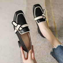 Load image into Gallery viewer, Women's Bow Slip-On Loafers | Soft PU Leather Square Toe Flats