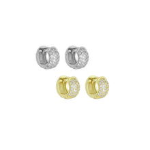 Load image into Gallery viewer, Gold Silver CZ Round Hoop Earrings, Sku#A475