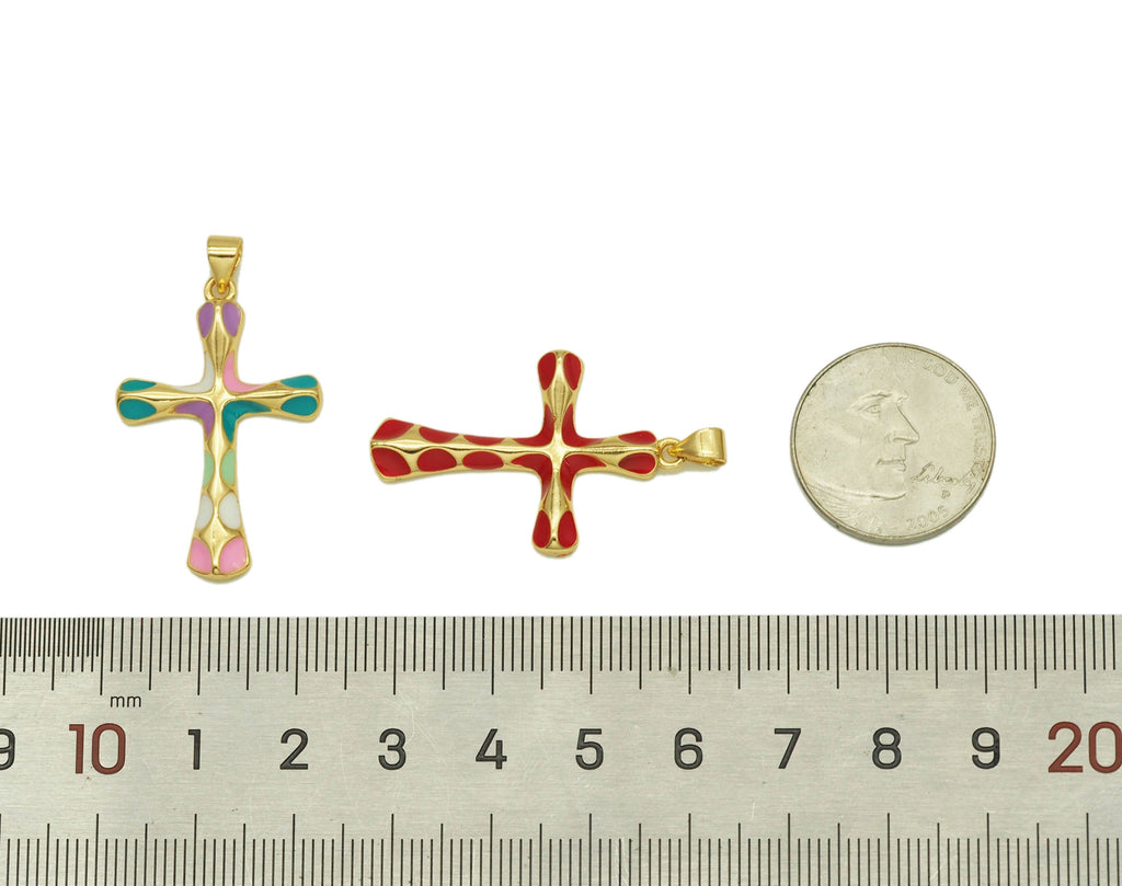 Enamel Cross Pendant, Sku#JL100