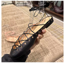 Load image into Gallery viewer, Women's Cross-Strap Leather Ballet Flats - Casual Roman Sandals