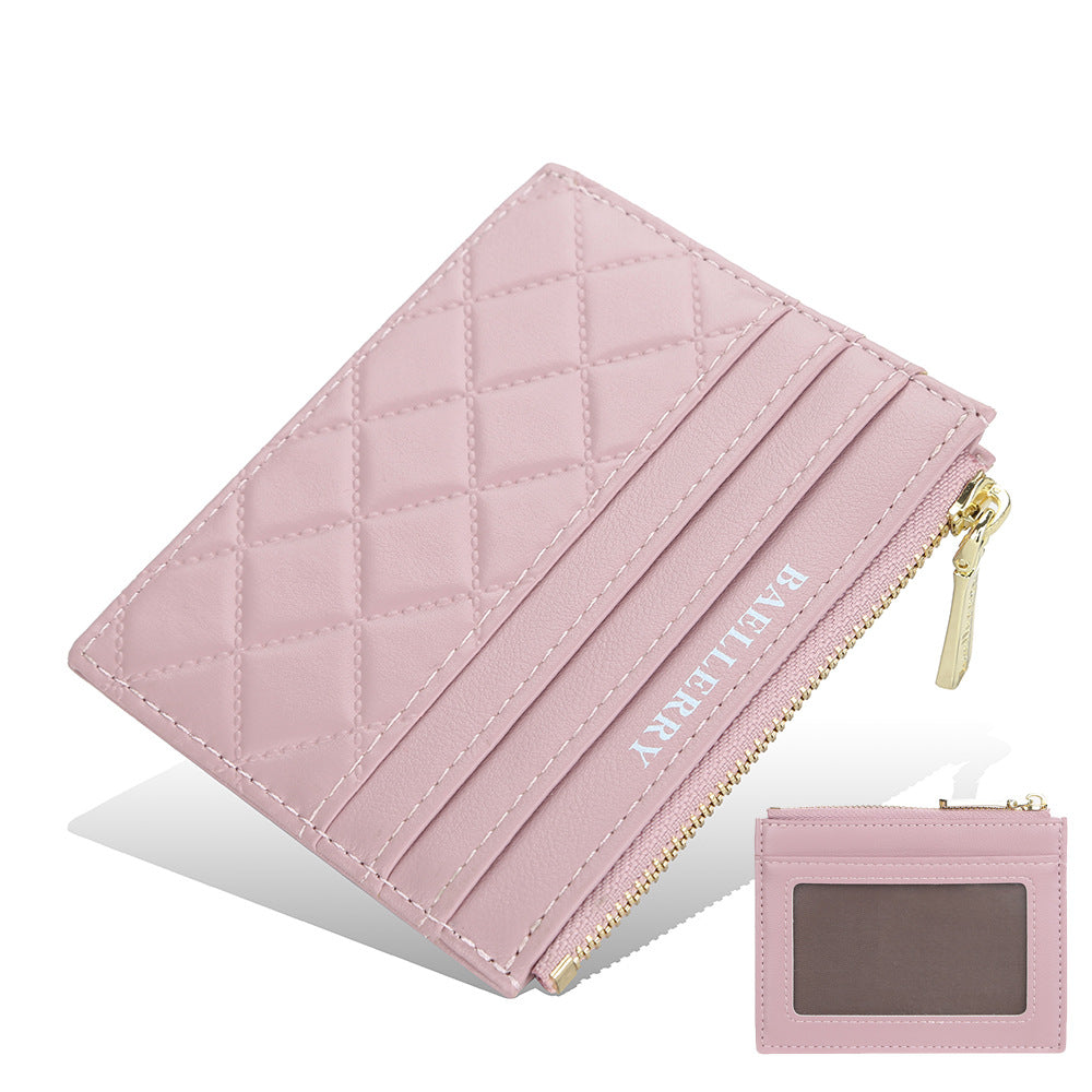 Slim Zippered ID Card Holder - PU Leather Driver's License Wallet with RFID Protection