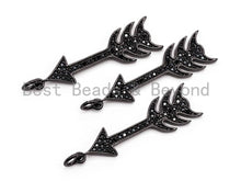 Load image into Gallery viewer, Black CZ Pave On Black Micro Pave Cupid Arrow Charm, Cupid Arrow Beads, Men's Jewelry Findings, Pave Arrow Charm Pendant 8x31mm, sku#F385