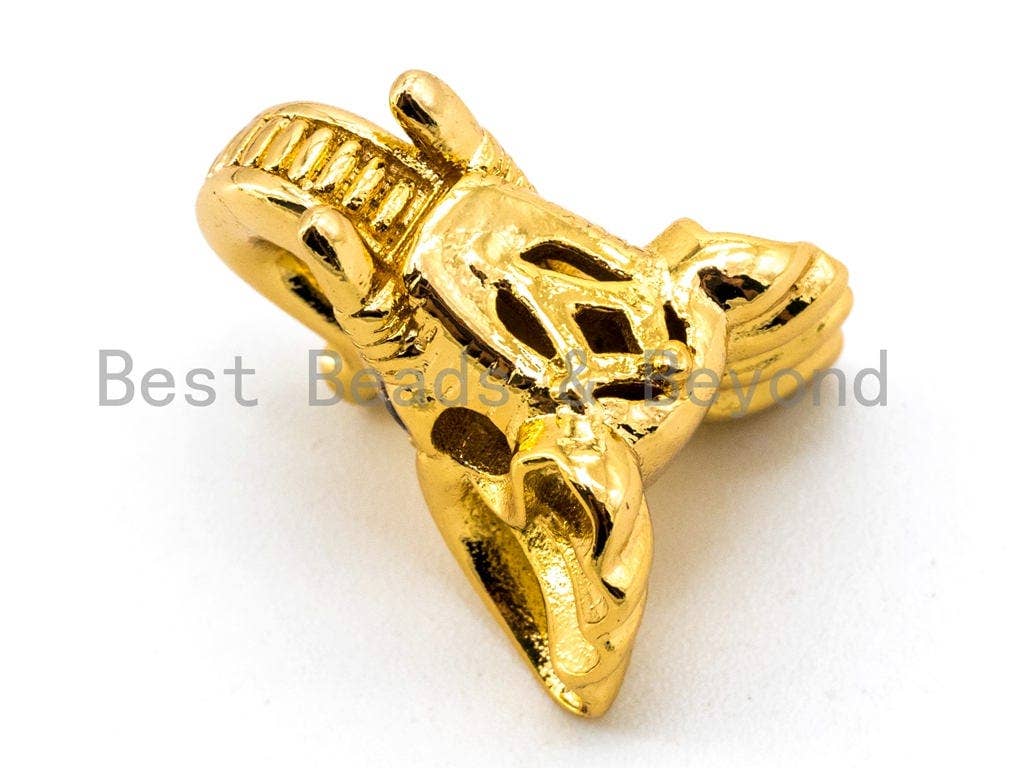 CZ Micro Pave Elephant Head Beads, Cubic Zirconia Pave Spacer Beads, Men Bracelet Charms, gold/silver/black plated,12x15x11mm, sku#G289