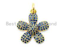 Load image into Gallery viewer, 16mm CZ Cobalt Blue Micro Pave Daisy Flower Pendant,sku#L84
