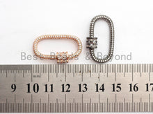 Load image into Gallery viewer, CZ Micro Pave Oval Shape Clasp, Gold/Rose gold/Gunmetal/Silver Plated Clasp, 15x29mm, sku#H144