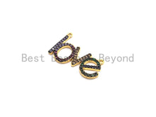 Load image into Gallery viewer, Rainbow CZ Micro Pave LOVE Letter Pendant with bail, Cubic Zirconia Love Pave Pendant Beads, Pave Pendant, 14x23mm,sku# F659