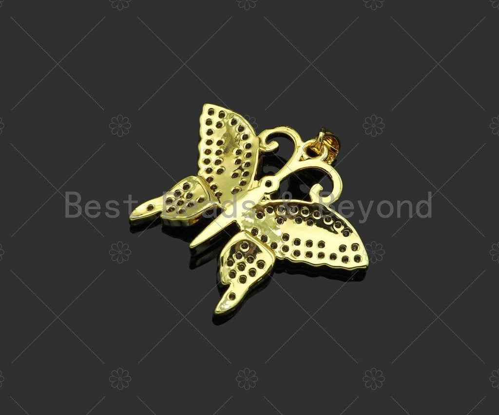 Gold Filled CZ Micro Pave Butterfly Shape Pendant, 18K Gold Filled Butterfly Charm, Necklace Bracelet Charm Pendant,28x23mm,Sku#LD92