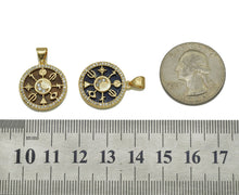 Load image into Gallery viewer, CZ Crescent Moon On Gemstone Round Coin Charm, Sku#LX76
