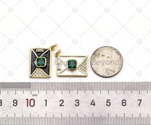 Load image into Gallery viewer, Enamel Colorful Cute Rectangle Folder Shape Pendant, 18K Gold Filled CZ Micro Pave Charm, Neckalce Bracelet Charm Pendant,Sku#LK509