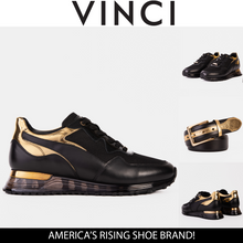 Load image into Gallery viewer, The Rialto Black &amp; Gold Leather Men Sneaker