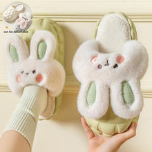 Load image into Gallery viewer, Unisex Cute Rabbit Fuzzy Slippers | Detachable Washable Plush House Shoes