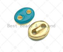 Load image into Gallery viewer, Colorful Enamel Oval Puffy Link Pendant Charm, Sku#LK222
