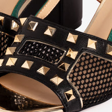 Load image into Gallery viewer, The Linea Black Leather Women Slingback Sandal