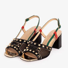 Load image into Gallery viewer, The Linea Black Leather Women Slingback Sandal