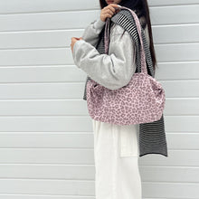 Load image into Gallery viewer, Women's Leopard Print Tote Bag - Soft Suede Shoulder Bag with Dual Straps
