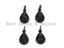 Load image into Gallery viewer, Black CZ Pave On Black Micro Pave Teardrop Charm Beads,8x12mm, sku#F392