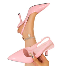 Load image into Gallery viewer, Women's Pointed-Toe Stiletto Heels | Patent Leather Open-Back High Heels
