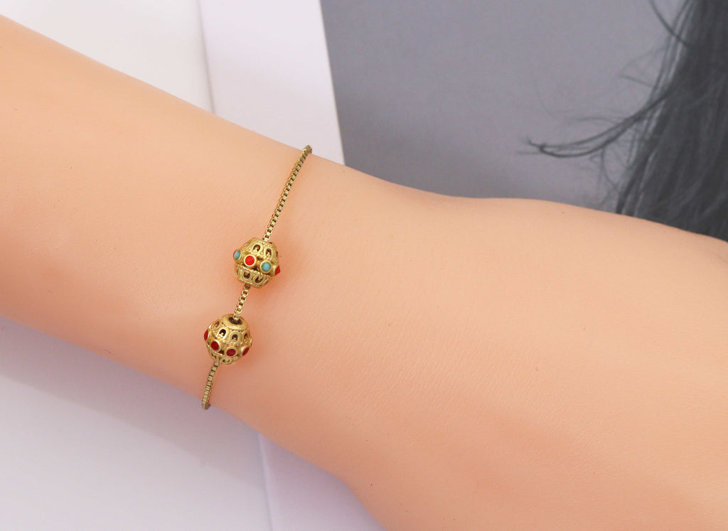 Gold Enamel Barrel Spacer Beads, Sku#LX70