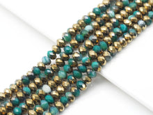 Load image into Gallery viewer, Half Gold Plated Natural Green Banded Agate Rondelle Faceted Beads, Sku#UA278