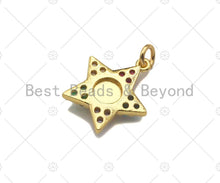 Load image into Gallery viewer, Gold Filled CZ Micro Pave Colorful Enamel Five Star Shape Pendant, 18K Gold Filled Charm, Necklace Bracelet Charm Pendant,15x17mm,Sku#B133