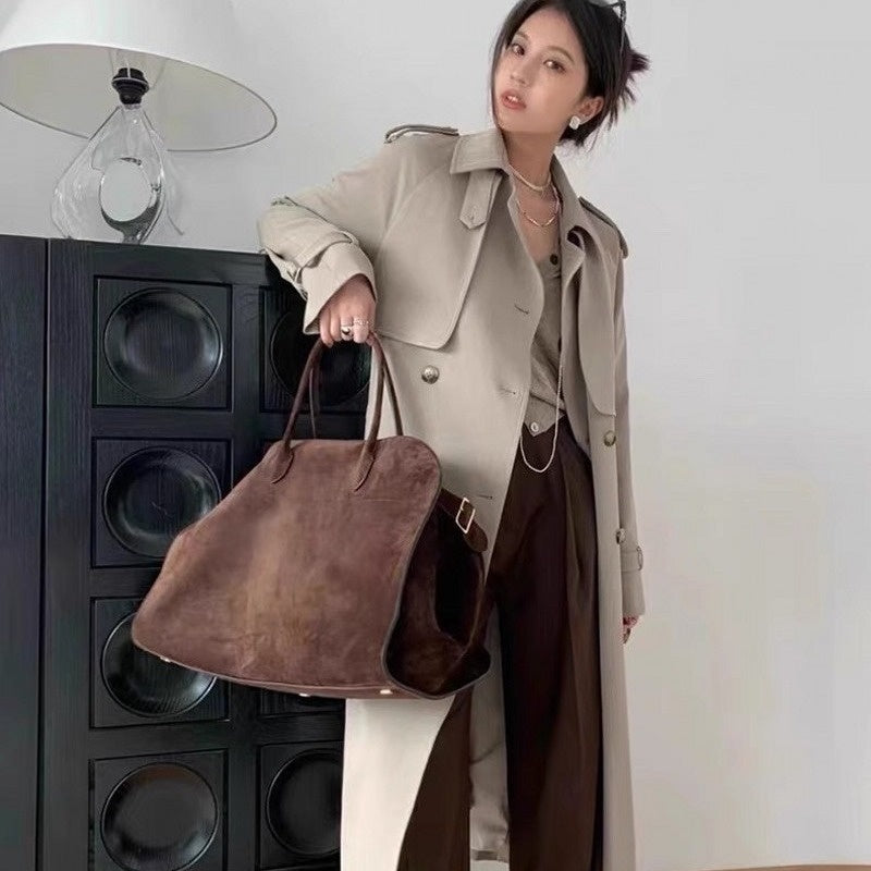 Women's Textured Suede Commuter Tote Bag - Premium PU Leather Handbag with Multiple Compartments