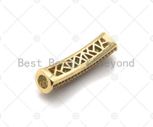 Load image into Gallery viewer, Green CZ Micro Pave Half Full Pave Tube for Bracelet/Necklace,CZ Spacer Tube in Silver/Gold/Rose Gold/Black, Tube Beads, 38x8mm,sku#ML11