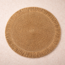 Load image into Gallery viewer, Santorini Straw Fringe Placemats - 15"