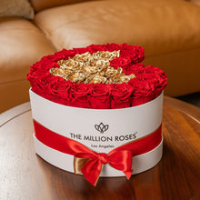 Load image into Gallery viewer, Heart White Box | Red &amp; Gold Roses