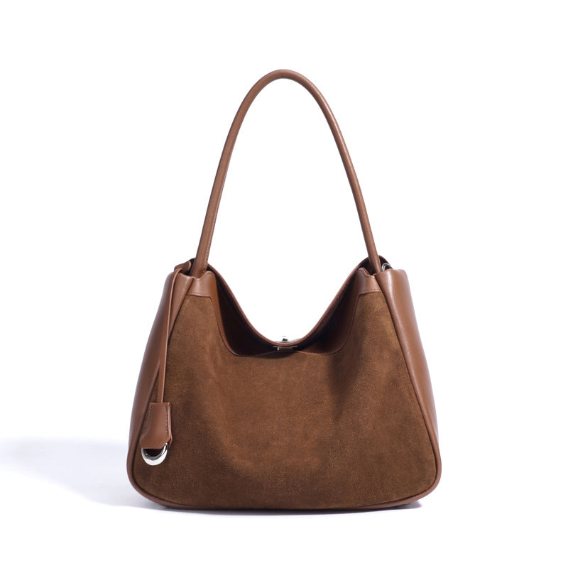 Genuine Leather Tote Bag for Women - Premium Cowhide Shoulder Bag with Zipper Pockets