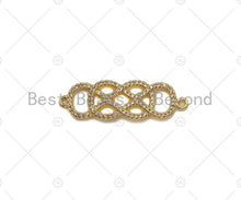 Load image into Gallery viewer, CZ Micro Pave Dermatoglyphic Pattern Connector, Cubic Zirconia Filigree Connector Beads, Gold Plated Bracelet Connector, 11x34mm, Sku#LK84