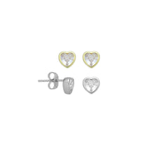 Load image into Gallery viewer, Gold Silver Clear Heart CZ Stud Earrings, Sku#A297