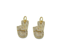 Load image into Gallery viewer, CZ Gold Love Hand Pece Hand Victory Sign Charm, Sku#LX143