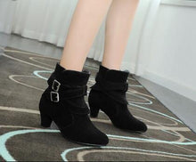 Load image into Gallery viewer, Women's Suede Platform Ankle Boots | Warm Zipper Martin Heels